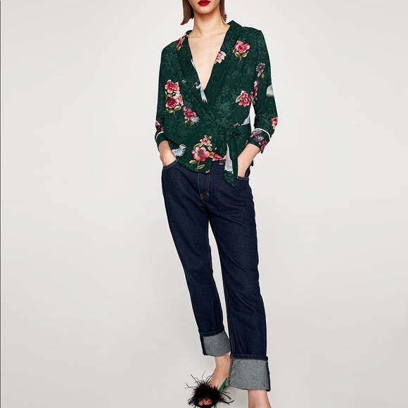 ❌ SOLD ❌ NEW ZARA CRANE WRAP TIE TOP SZ S - Picture 2 of 7